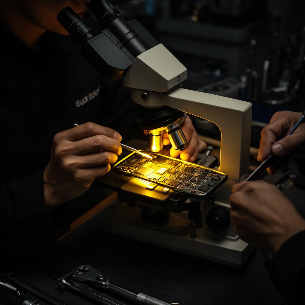 Técnico Reis do Smart trabalhando em microscópio